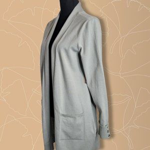 Womens Organic Sage Verve Long Sleeve Pocket Roll Cuff Open Cardigan Size M